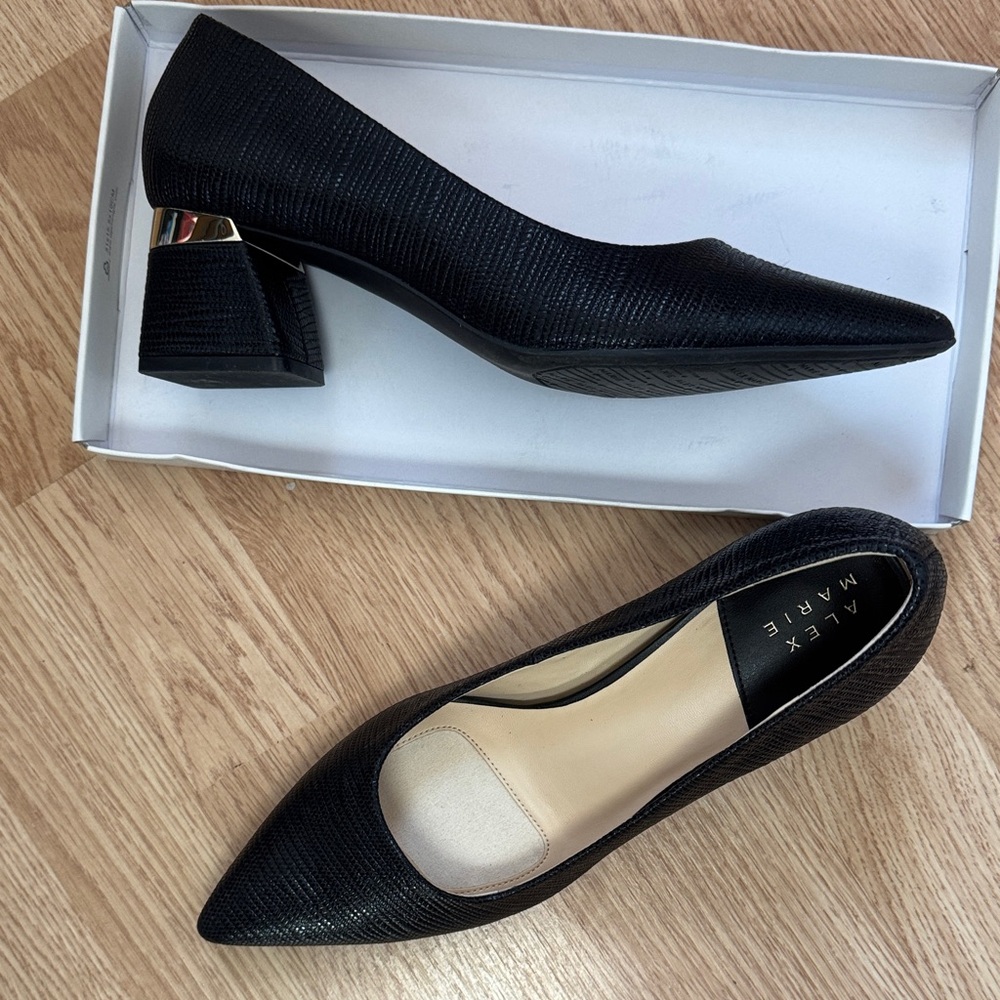 Alex Marie Black Textured Heels